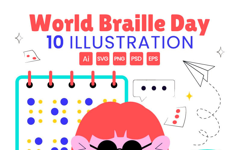 10 illustrationer för Världspunktskriftdagen