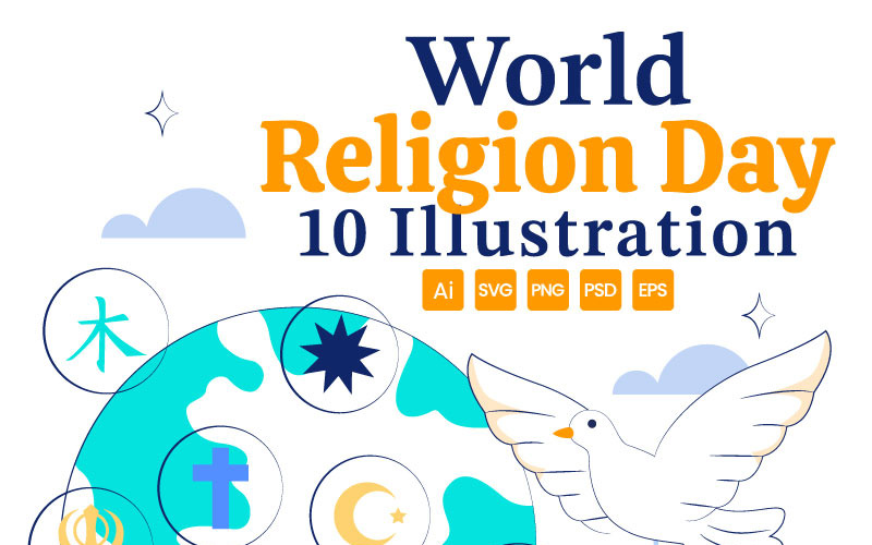 10 Illustrationer för Världsreligionsdagen