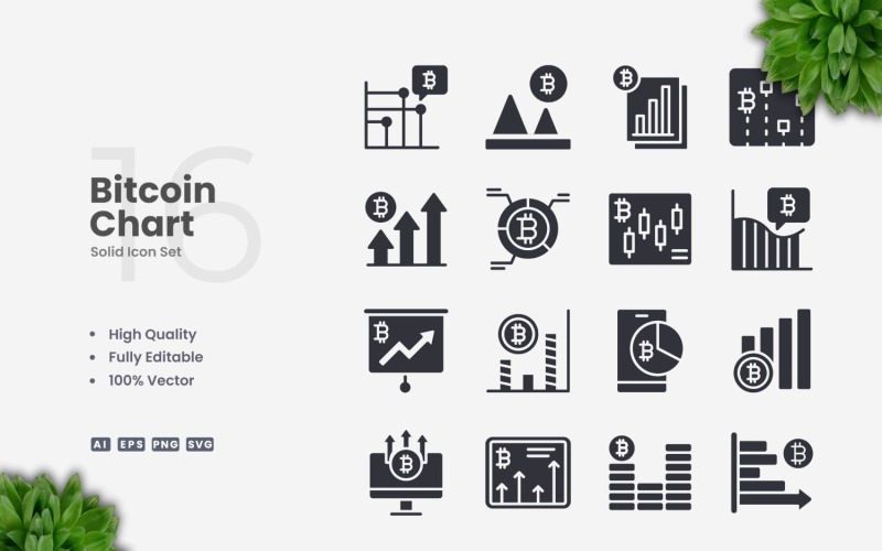 16 bitcoinových grafů a pevných ikon