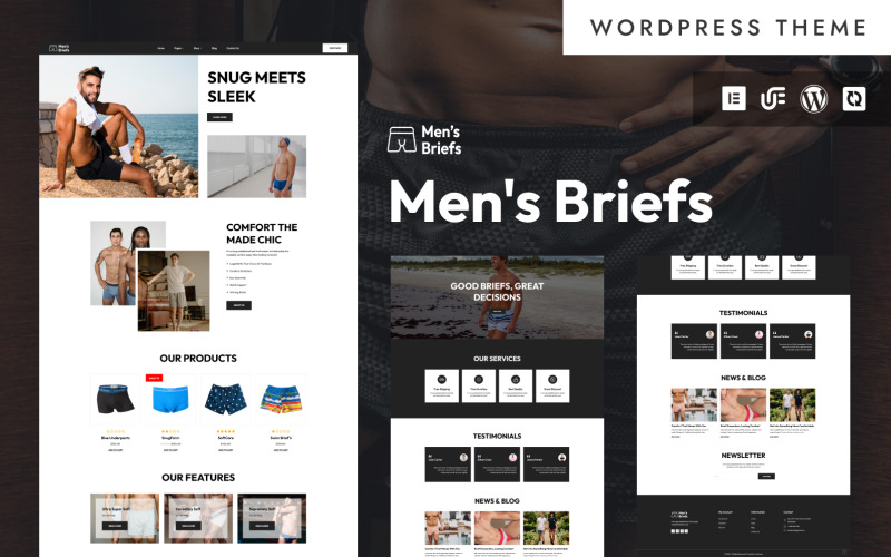 男士内裤 - 男士内衣和家居服 Woocommerce WordPress Elementor 主题