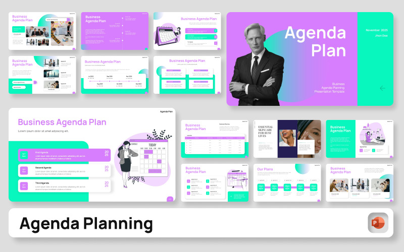 商业议程计划 PowerPoint 演示文稿模板