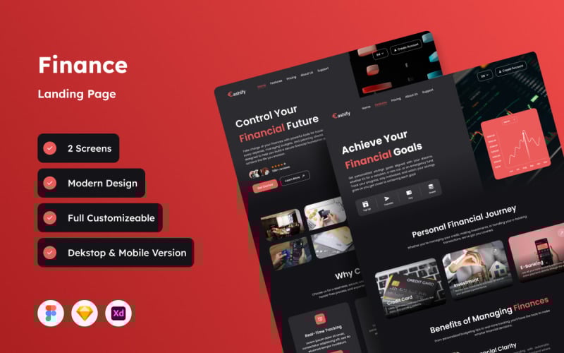 Cashify — целевая страница для финансов