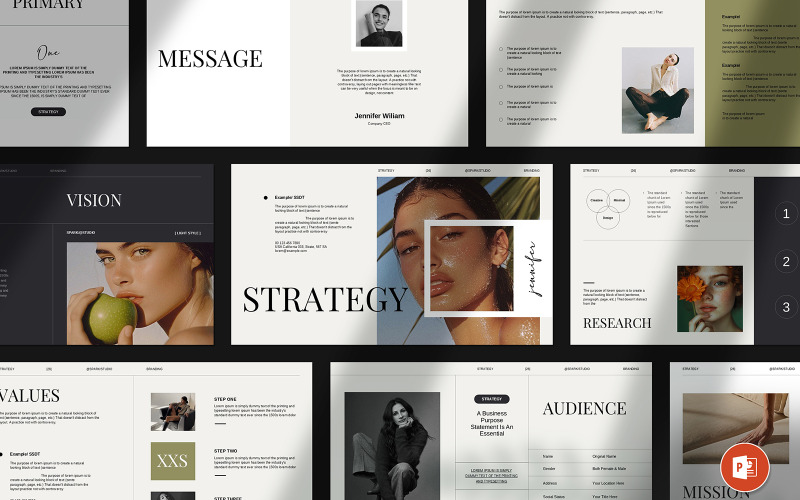 Layout di presentazione del marchio per la strategia del marchio