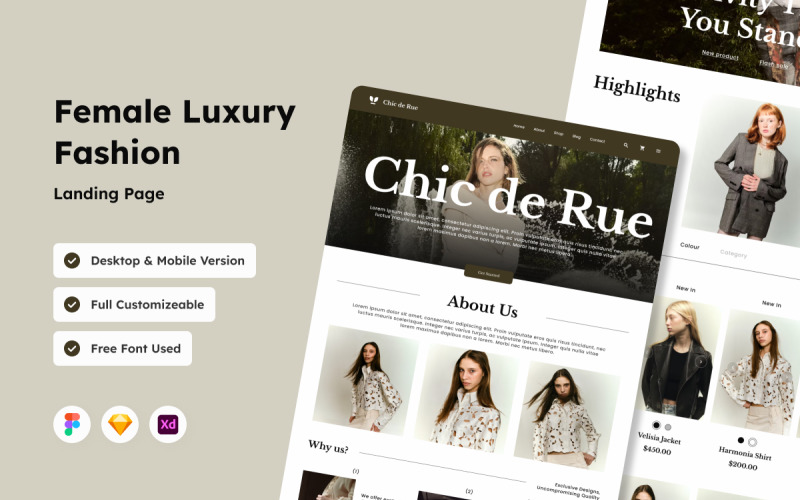 Chic de Rue - E-handelslandningssida för lyxmode för kvinnor