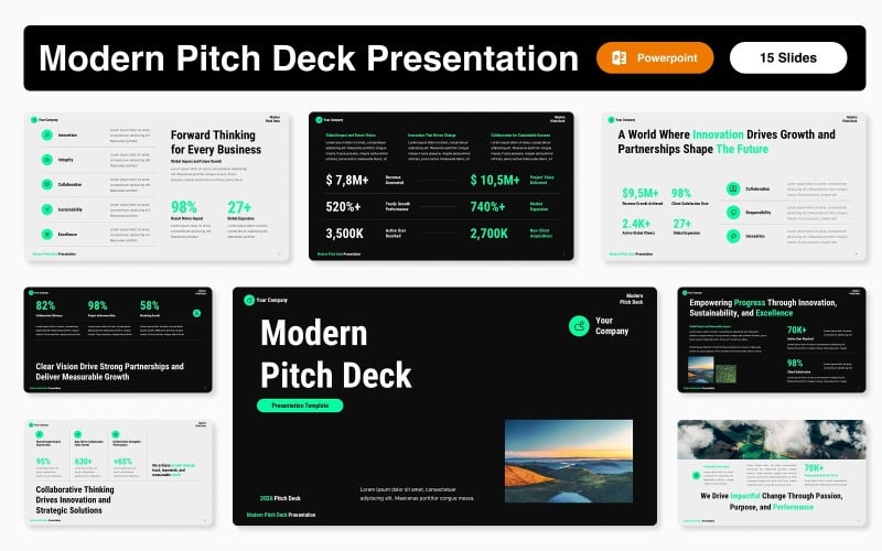Modèle PowerPoint moderne de présentation de pitch deck