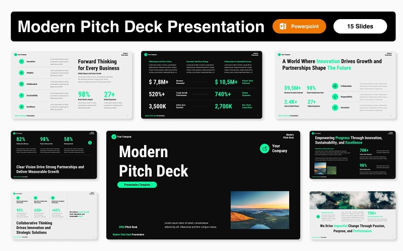 Modern Pitch Deck-presentationsmall för PowerPoint