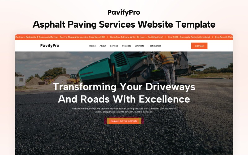 PavifyPro - Modello Next.js per pavimentazione in asfalto