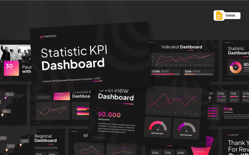 İstatistiksel KPI Panosu Google Slaytlar