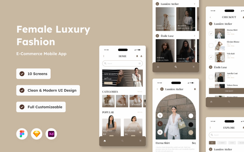 Verve - E-commerce mobiele app voor luxe mode voor vrouwen
