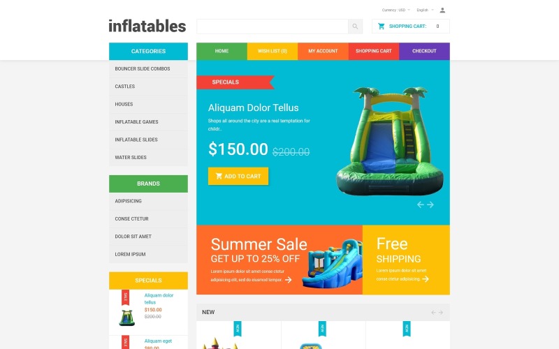Inflatables OpenCart-sjabloon