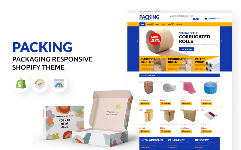 Opakowanie responsywne motyw Shopify