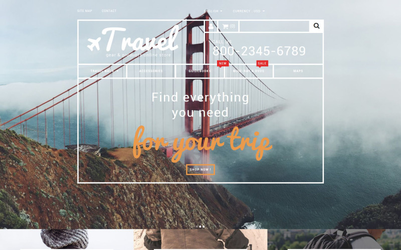 Tema PrestaShop del negozio di articoli da viaggio