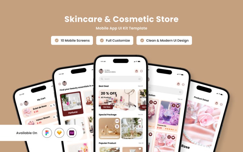 Belvia - 护肤及化妆品商店移动应用设计模板