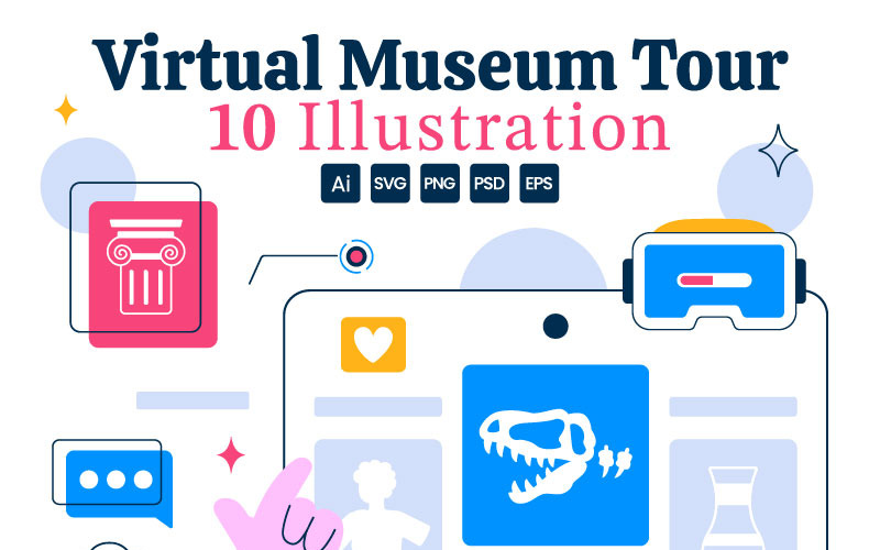 10 Illustrationer av virtuell museumstur