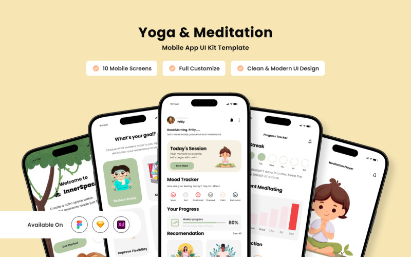 InnerSpace - Yoga & Meditatie App Ontwerp Sjabloon