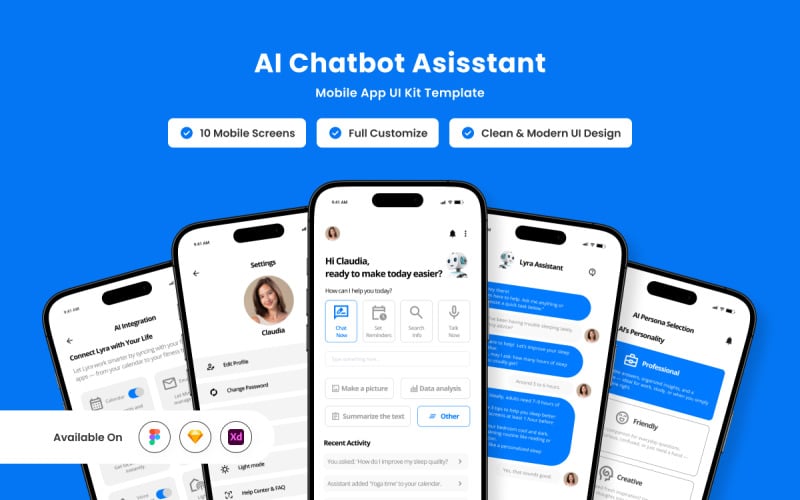 LyraAssistant - AI聊天机器人应用UI设计模板