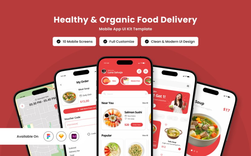 Modèle d'interface utilisateur Yummy – Livraison d'aliments naturels