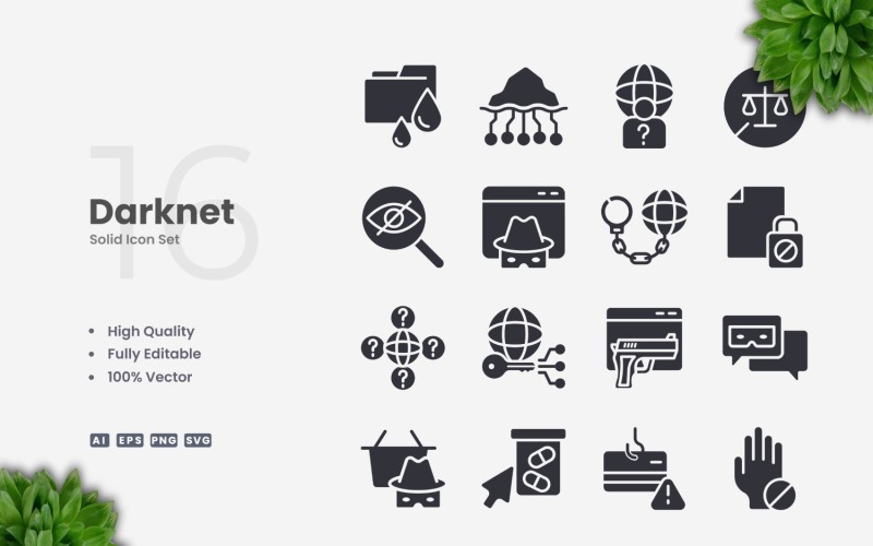 Набор из 16 иконок Darknet Solid
