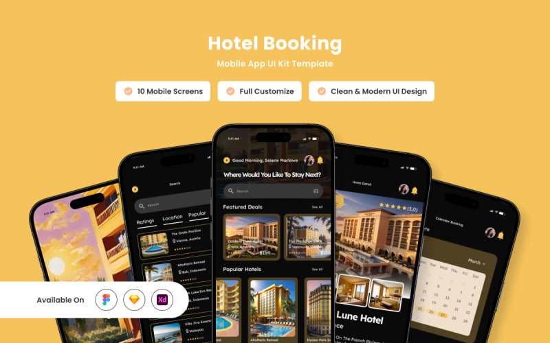 Solvora - Ontwerpsjabloon voor hotelboeking mobiele app