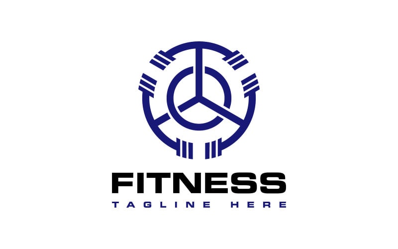 Triple Fitness Equipment Logo Design Barbell Logo
