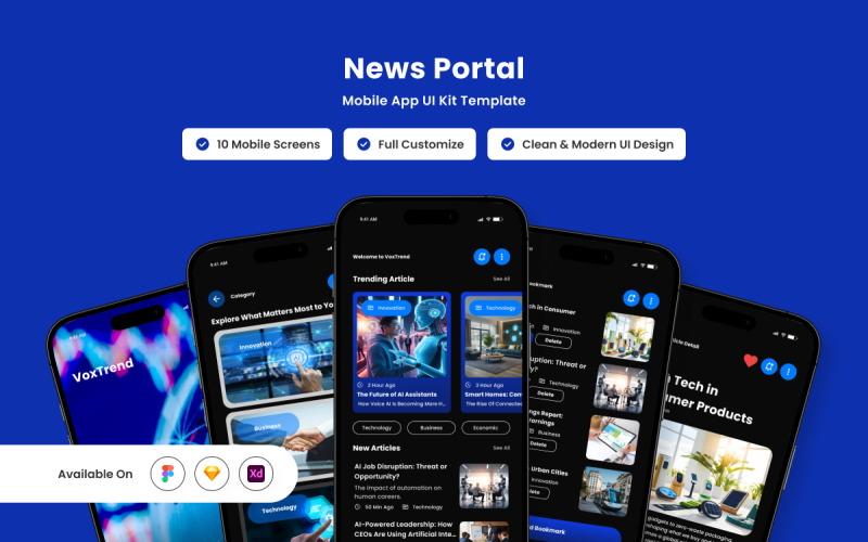 VoxTrend - 新闻门户网站移动应用设计模板