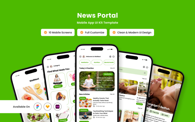 WellNest - 新闻门户移动应用设计模板