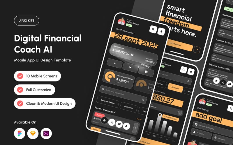 Aventi – Інтерфейс програми AI Finance Coach для бюджетування
