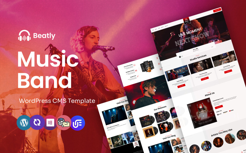 Beatly - Modèle WordPress CMS Elementor pour groupes de musique et événements musicaux