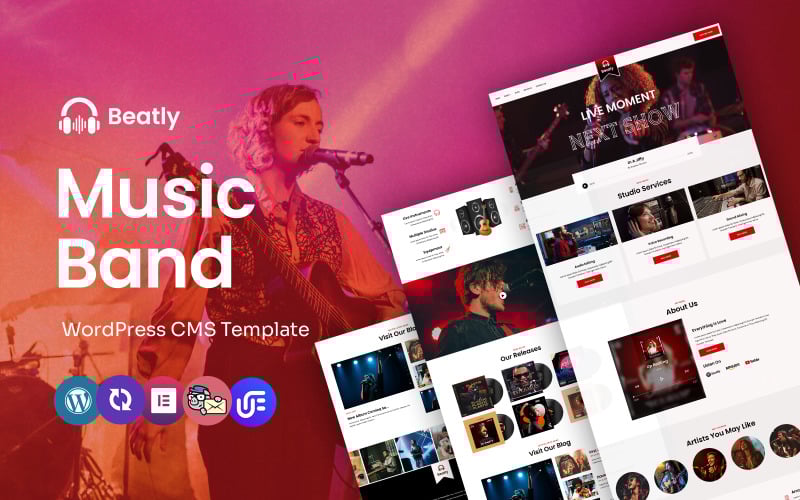 Beatly - Plantilla de WordPress Elementor para CMS de bandas de música y eventos musicales