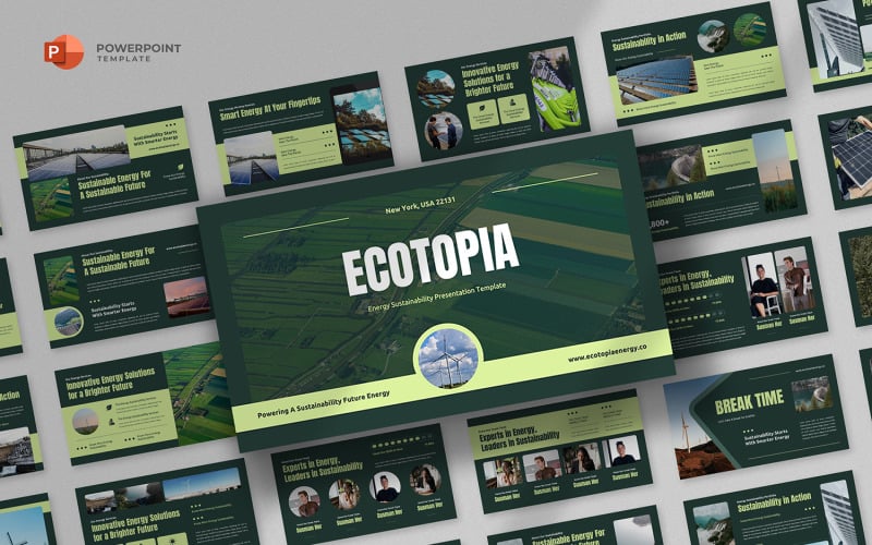 Шаблон PowerPoint «Экотопия — Энергия и устойчивое развитие»