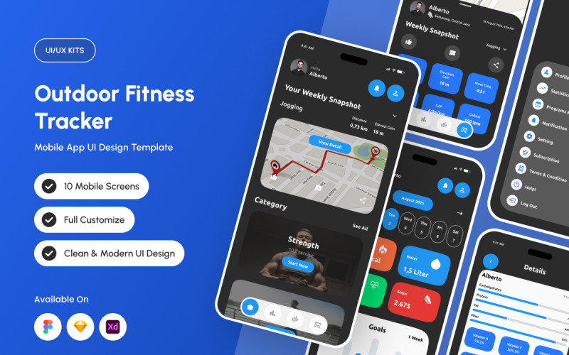 Enervio - Modèle de conception d'application de suivi de la condition physique en extérieur