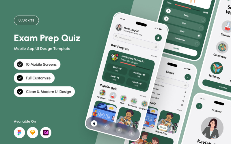 Examgo – комплект інтерфейсу програми для навчальних вікторин