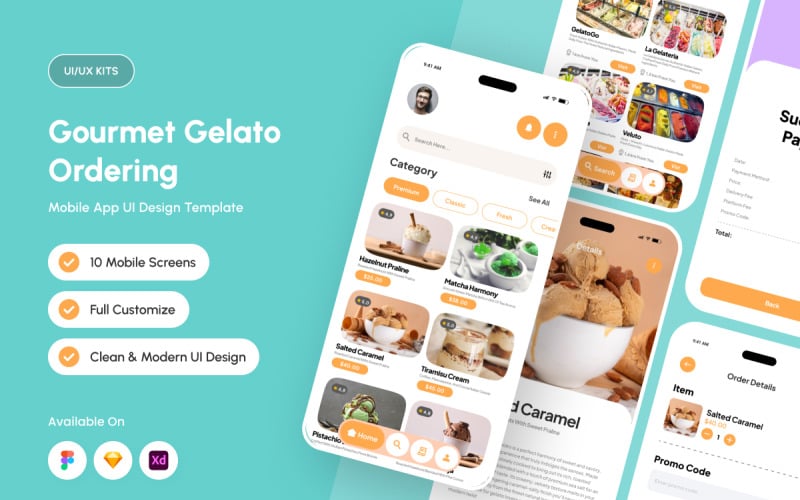 Gelateria - Mall för app för beställning av gourmetgelato