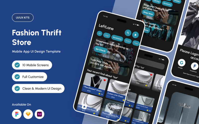 LeftLane - Mall för appdesign för modebutik