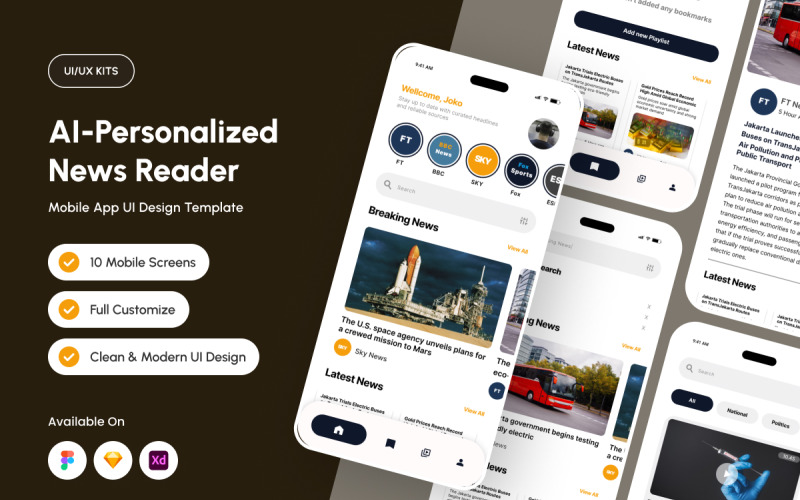 Newzup – Minimalist AI News App UI Kit