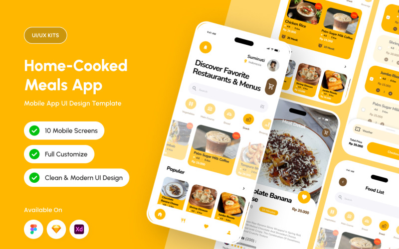 Nyambox - Головна - Шаблон дизайну застосунку для приготування страв