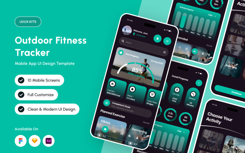 Outiv - Mall för design av app för utomhusaktivitetsmätare