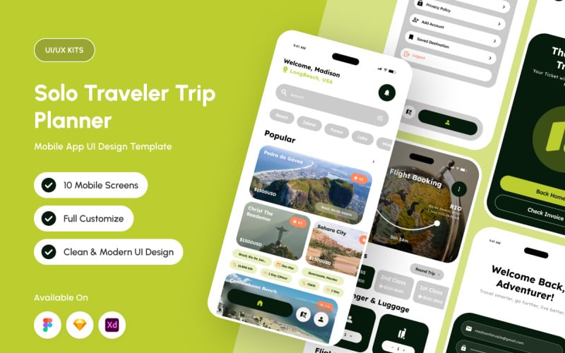Roamara - App-ontwerpsjabloon voor soloreizen