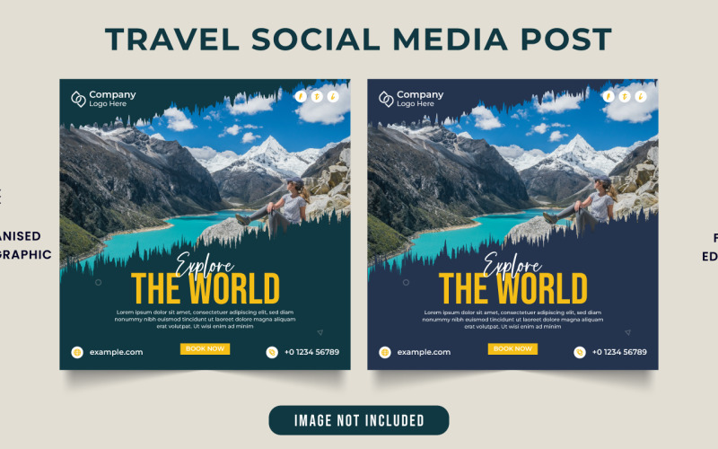 Modello di post sui social media per agenzie di viaggio e organizzatori di viaggi