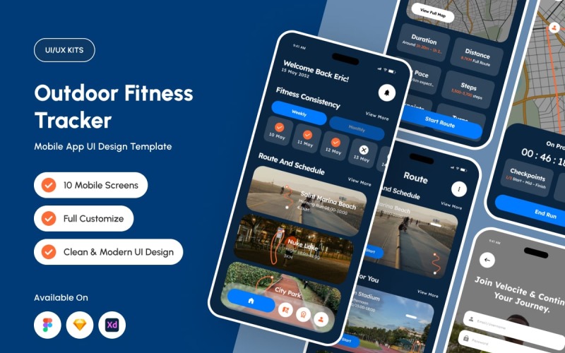 Velocite - Modello di progettazione dell'app per il fitness tracker all'aperto