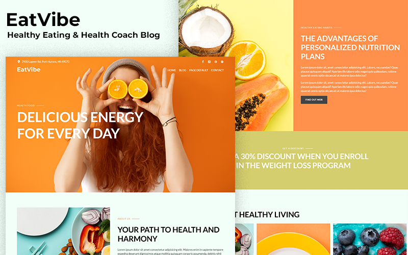 EatVibe – Modello di blog per coach di alimentazione sana e salute per WordPress