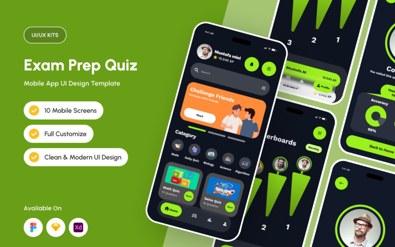 Examia – Smart studiequiz UI-kit