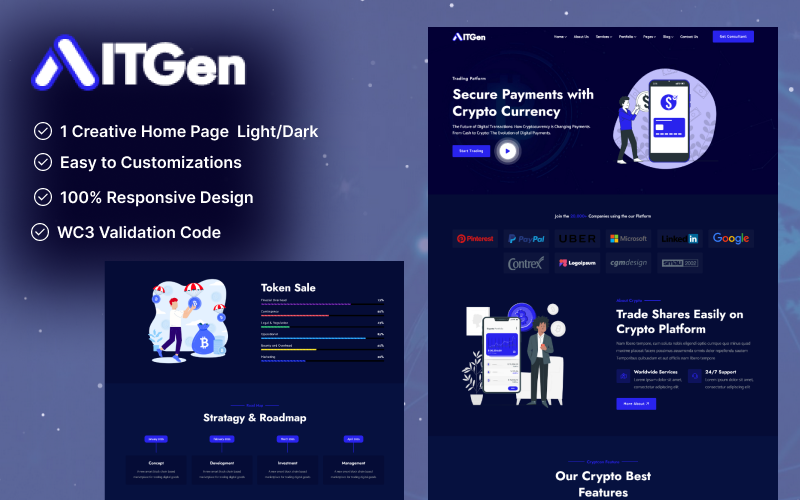 ITGen – Modello HTML5 Bootstrap5 per criptovaluta