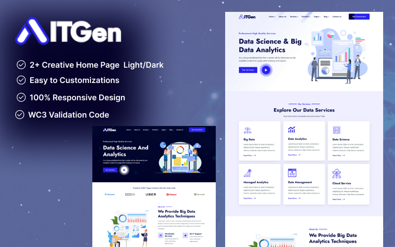 ITGen – 数据科学与数据分析 HTML5 Bootstrap5 模板