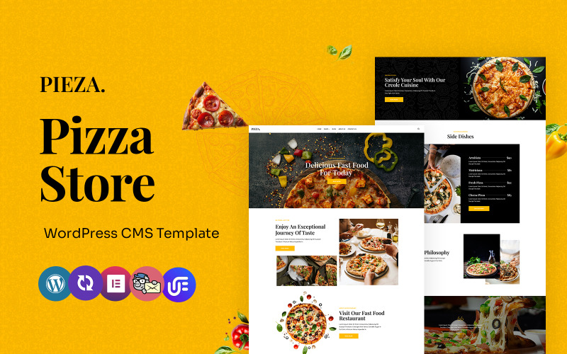 Pieza - Pizza és gyorsétterem WordPress CMS Elementor sablon