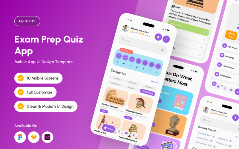 Pintera – 学习测验应用程序 UI 套件