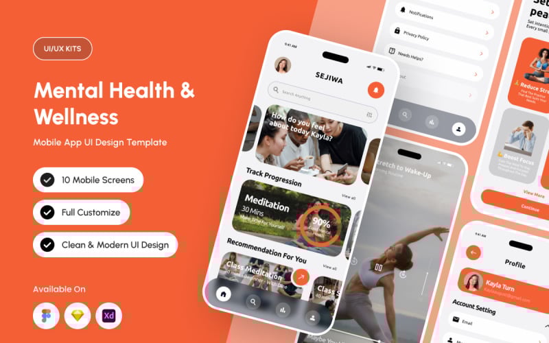 Sejiwa – Mindful Wellness App UI Kit