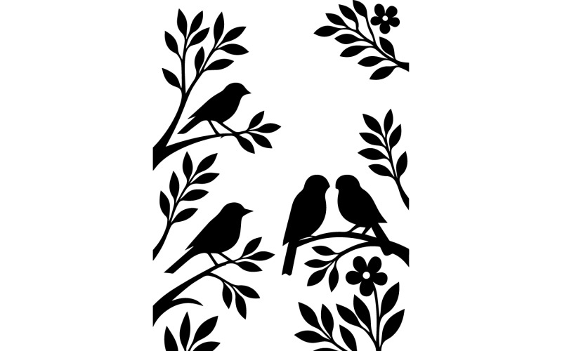 Fåglar och naturvektorillustration