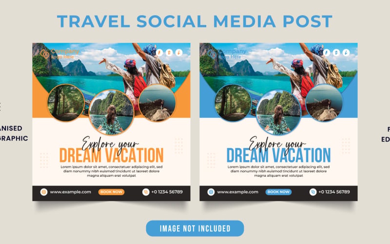 Post sui social media per pianificatori di vacanze da sogno e gestione di tour