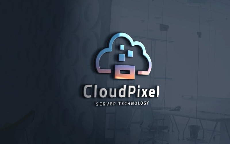 Logo abstrait nuage et pixel